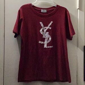 Yves Saint Laurent Burgundy Short Sleeve Tee